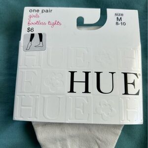 NWT hue white girls footless tights size Medium 8-10